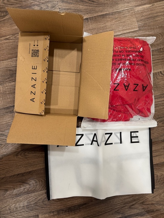 Unaltered Azazie Zeya A14 in Scarlet Spaghetti Strap Bridesmaid Maxi Dress - Picture 11 of 16